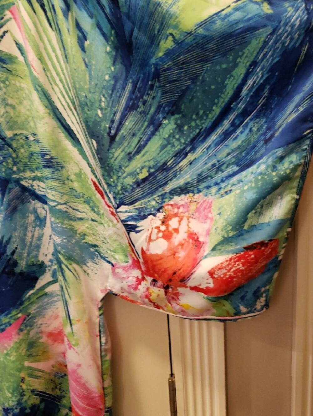 Natori Multicolor Floral V-Neck Maxi Dress — Blue, Pink, Green - Picture 3 of 5